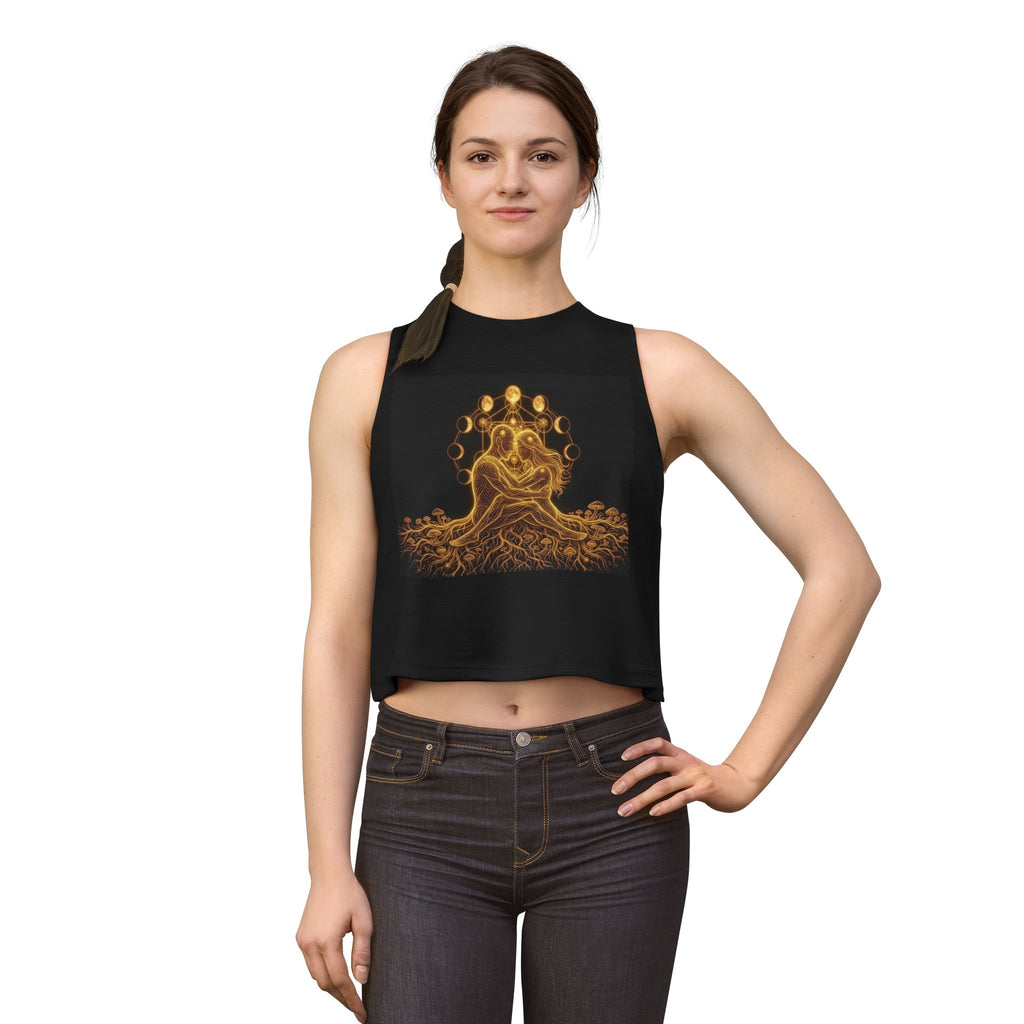 Golden Tree of Life embrace crop top | mystical nature graphic, Burning Man Apparel, Deadhead Gift