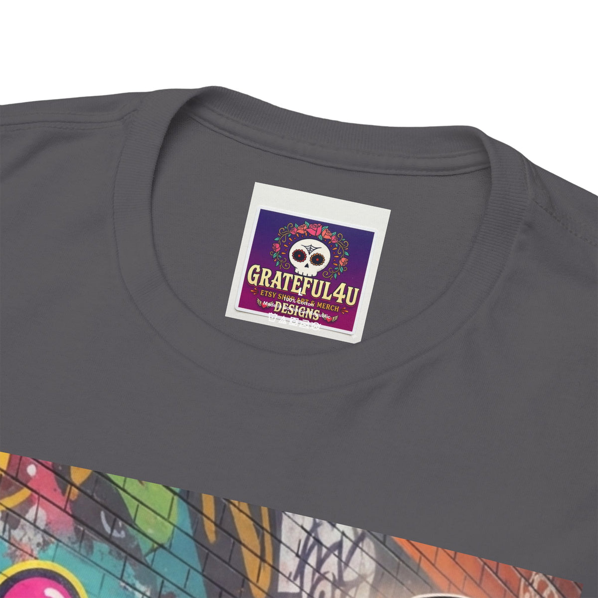 Graffiti Kid Skateboard Art T-Shirt | Urban Streetwear, Colorful Spray Paint Design
