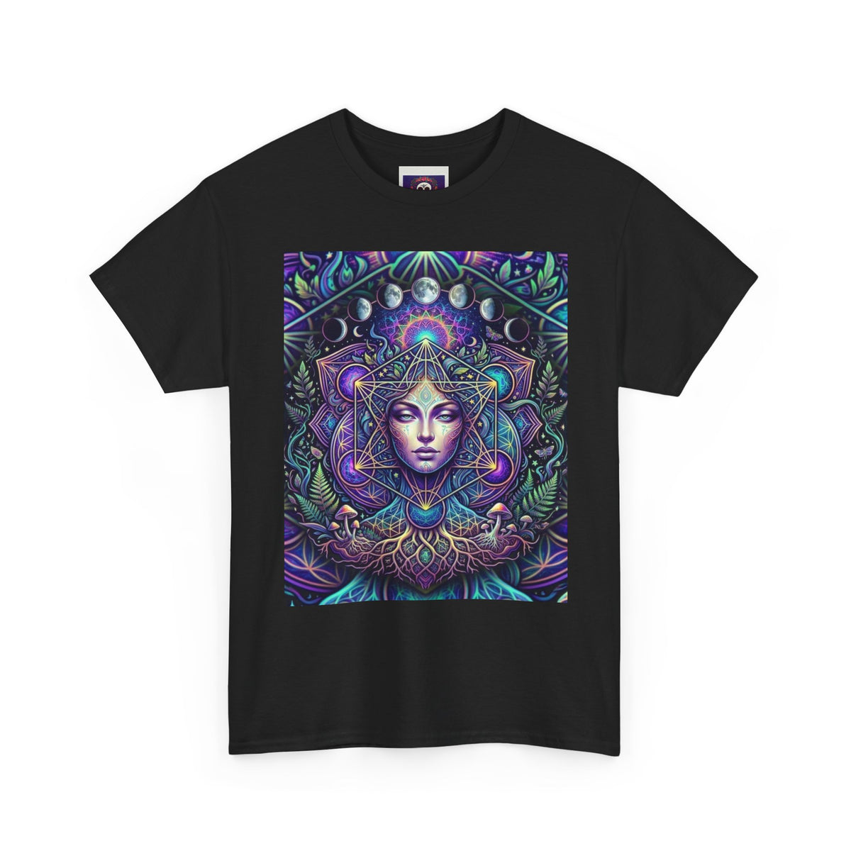 Mystic Goddess Mandala Tee | Psychedelic Spiritual Art, Purple Blue