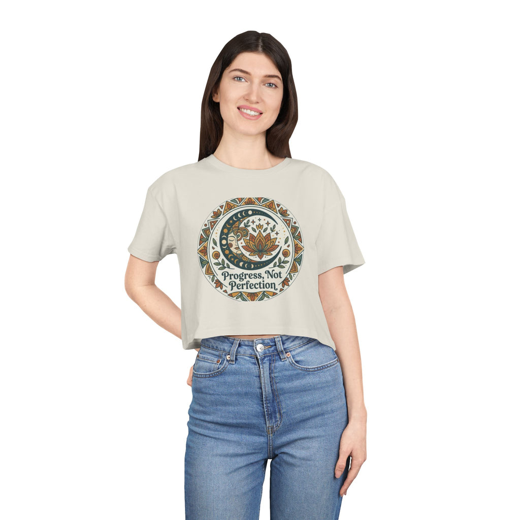 Progress Not Perfection Floral Mandala Crop Tee