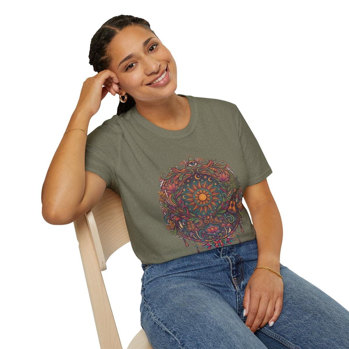 Floral Mandala Dreamcatcher T-Shirt | Boho Sunburst Psychedelic Tee
