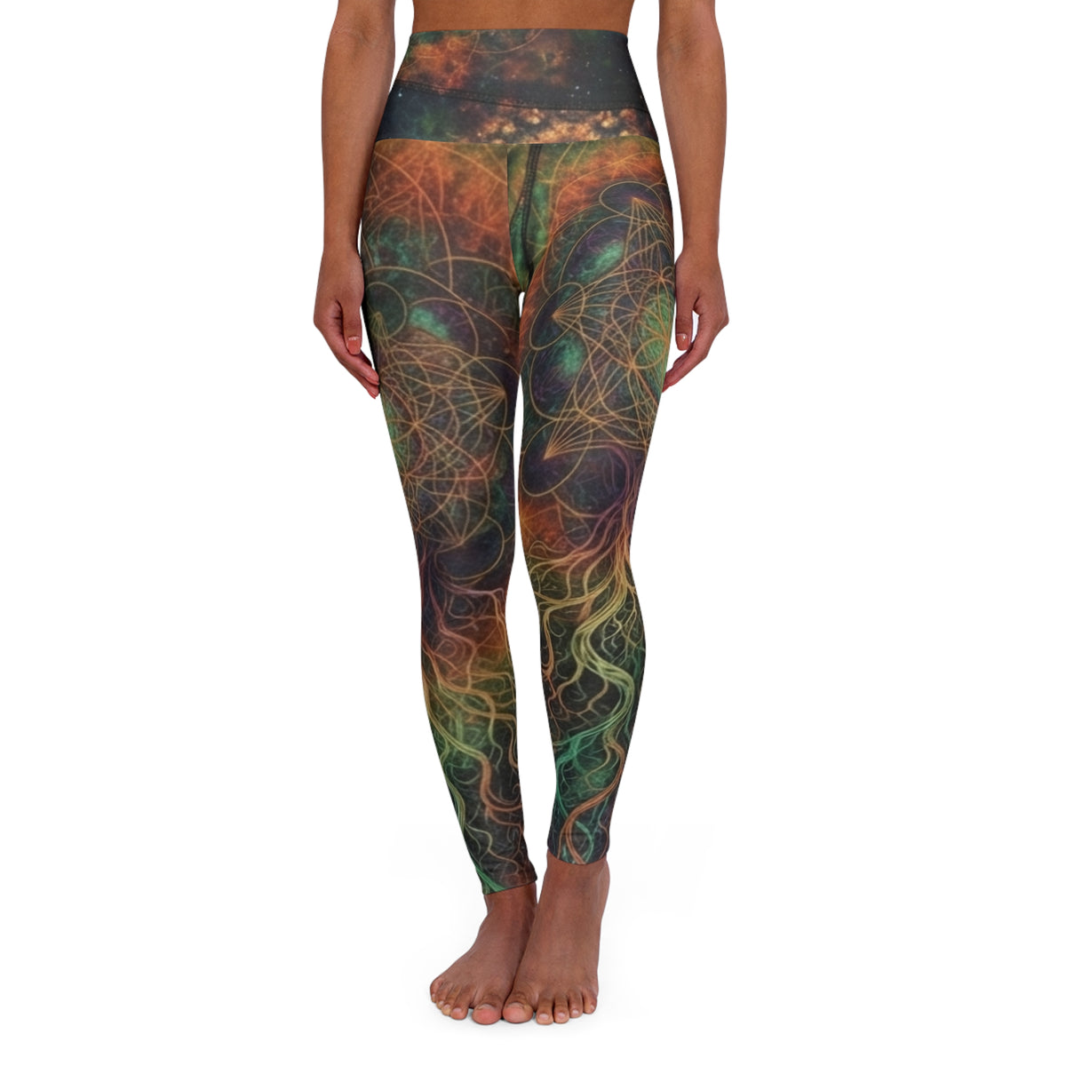 Abstract Fractal High Waisted Yoga Leggings | Psychedelic Swirl Festival Pants