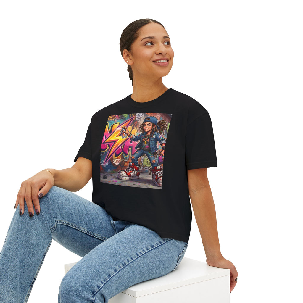 Skateboard Girl Graffiti Skate Tee | Boxy Crop Tee