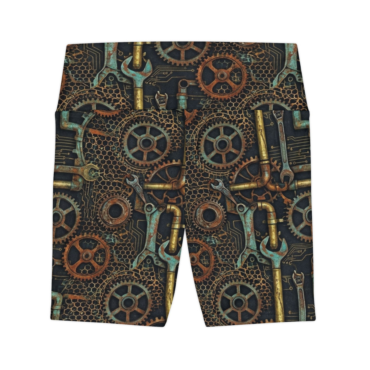 Steampunk Gears and Pipes Workout Shorts | Athletic Bike Shorts