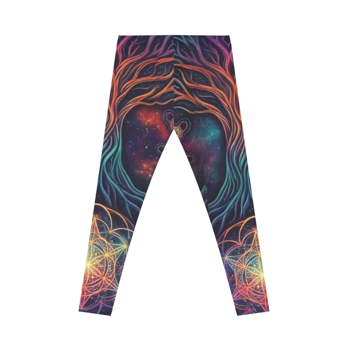 Deadhead Leggings | Earth Tone Sacred Geometry Yoga Pants, Psychedelic Galaxy Seed of Life Festival Wear Boho Leggings