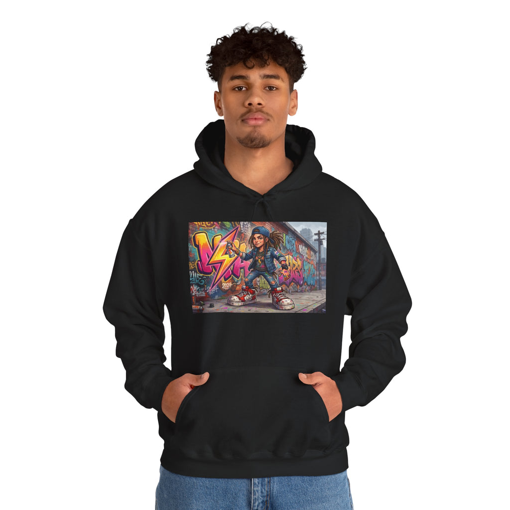 Graffiti Skater Kid Hoodie | Street Art Skateboard Sweatshirt