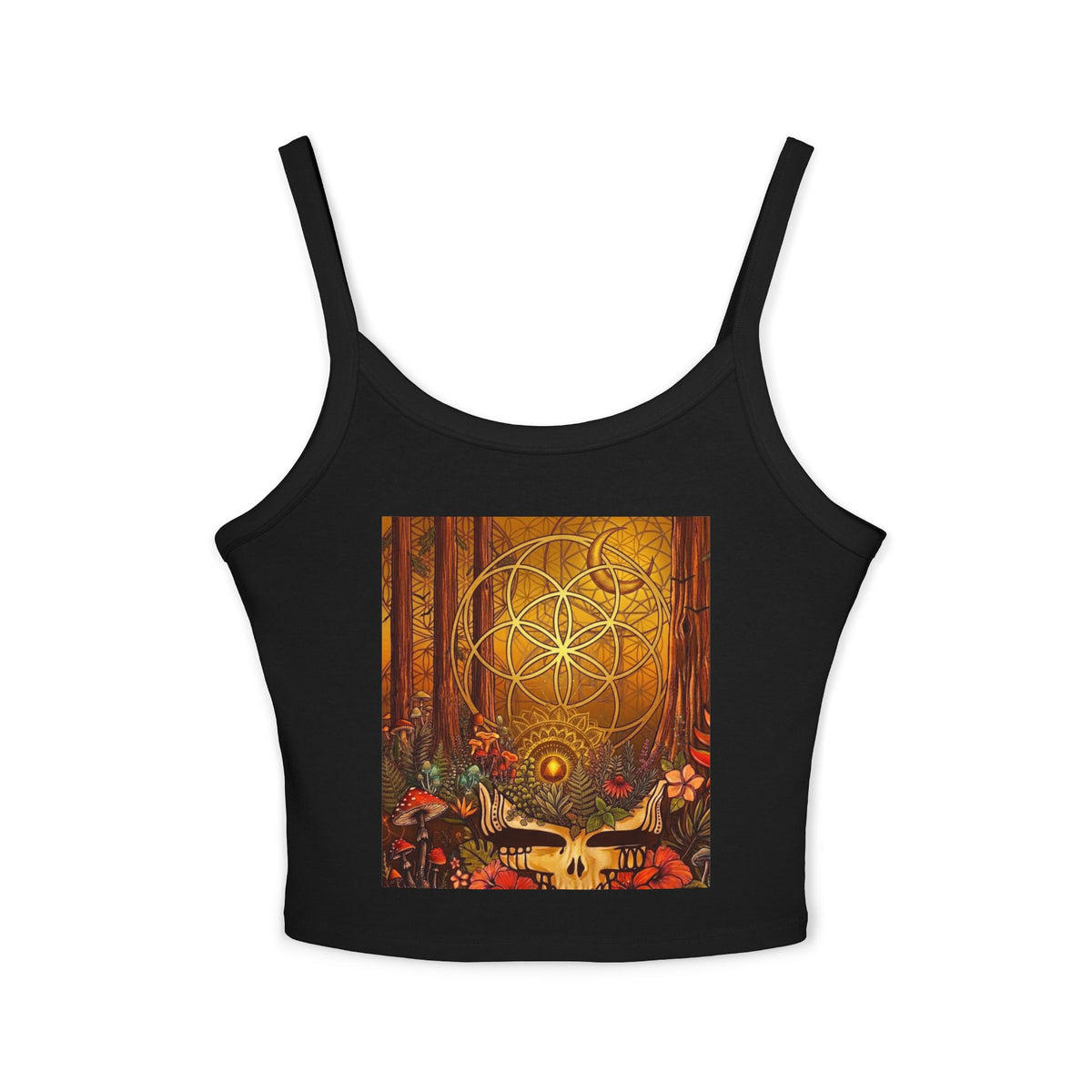 Mystic Skull Floral Mandala Tank Top | Boho Forest Spiritual Art