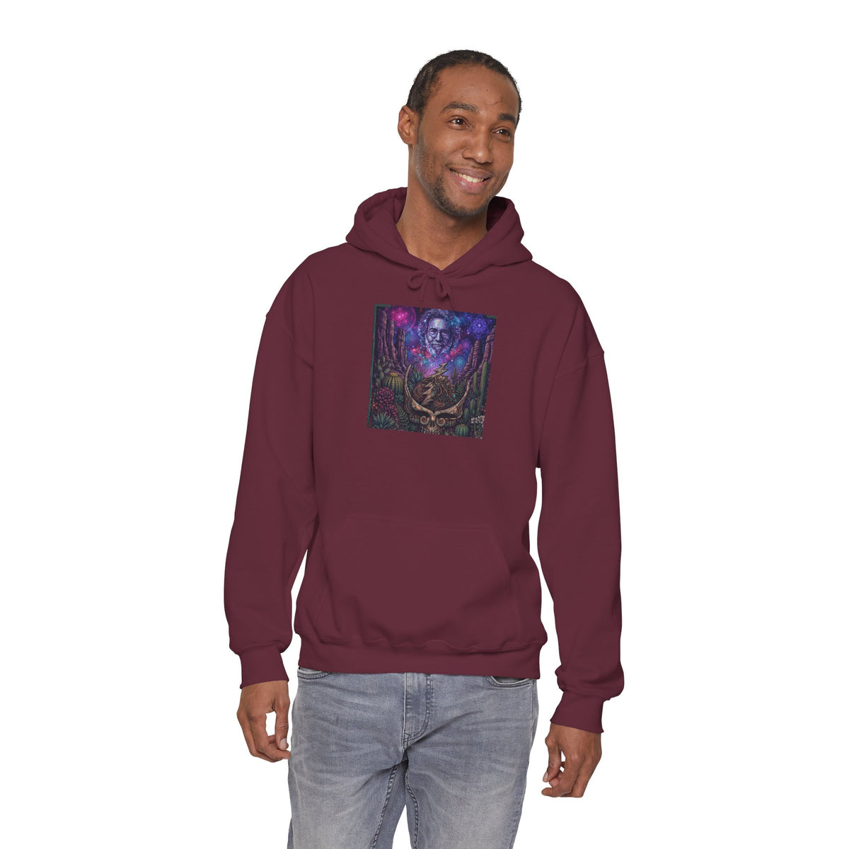 Psychedelic Skull Shaman Hoodie | Mystical Forest Totem Sweatshirt, deadhead gift