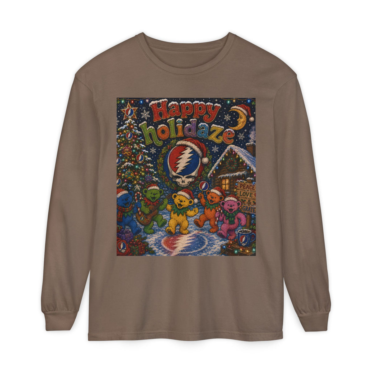 Grateful Dead "Happy Holidaze" Bears Long Sleeve Shirt | Holiday Music Tee, gift for deadhead, ugly christmas shirt