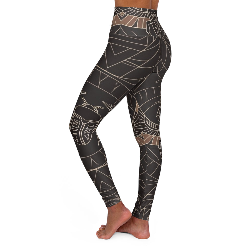 Egyptian Scarab Beetle Leggings | High Waisted Yoga Leggings