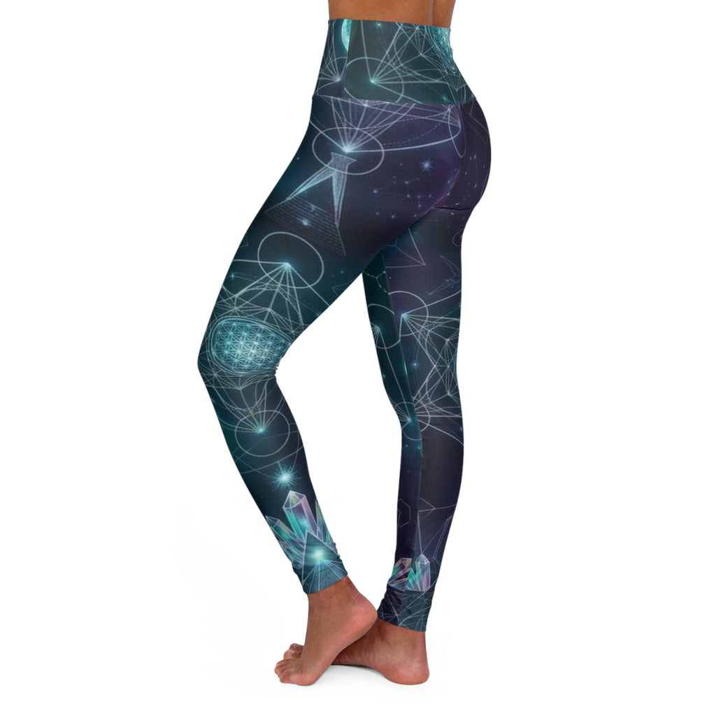 Galaxy Mandala Leggings High Waisted Yoga Leggings | Celestial Geometric Print