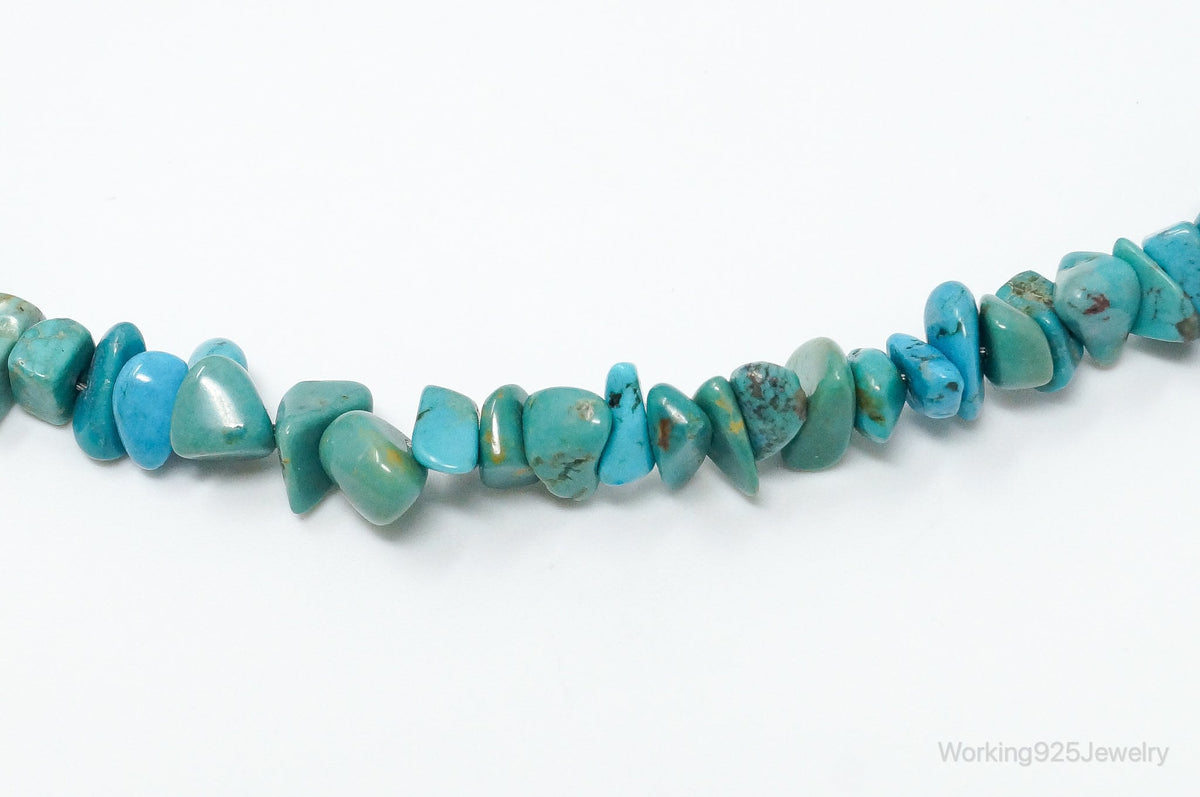 Vintage Southwestern Turquoise Beads Sterling Silver Necklace